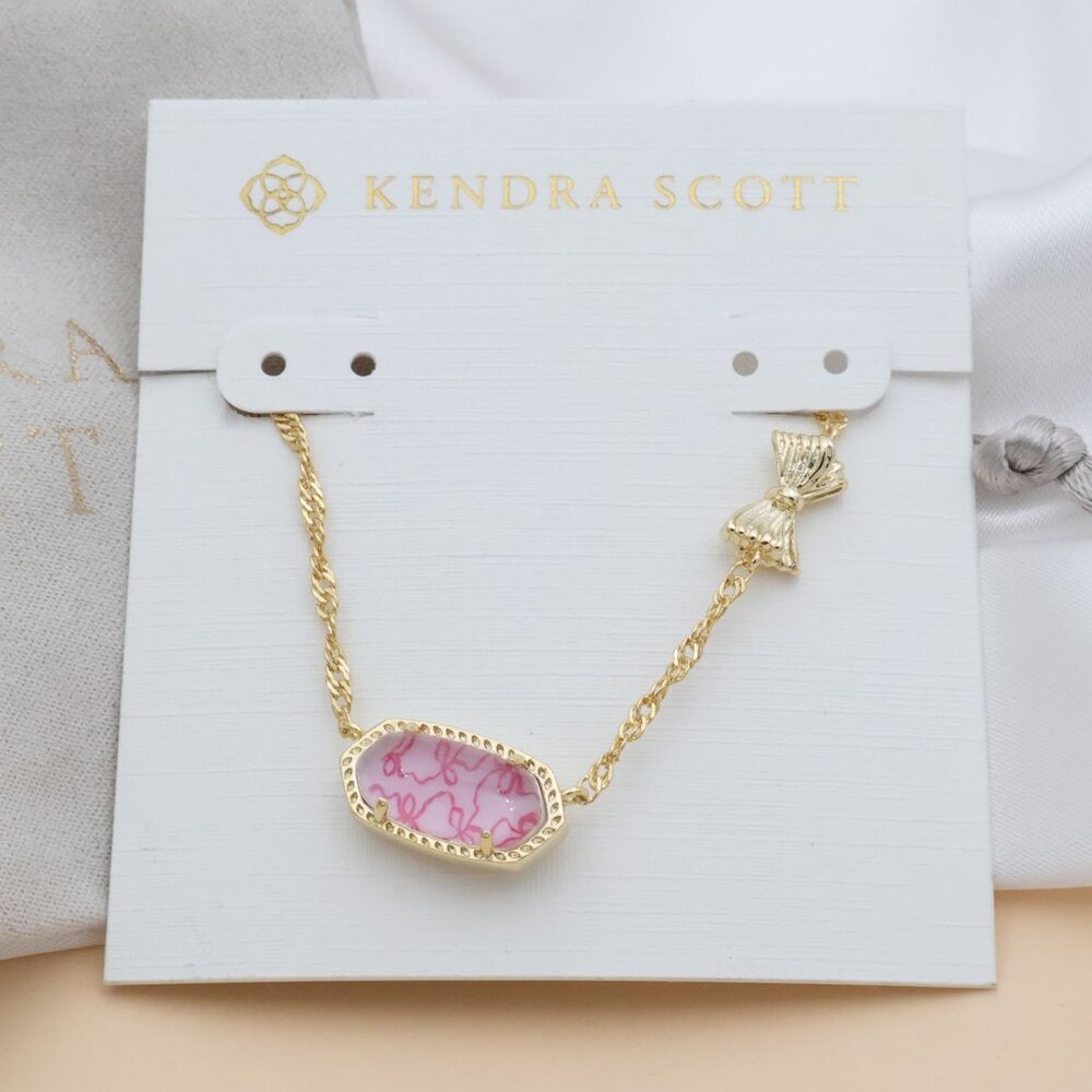 NEW Kendra Scott Elisa Bow Gold Posey Pink Luna Rosa Bow Necklace